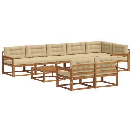 Utomhussoffset med kudde 9 pcs Naturlig och Beige