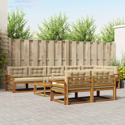 Utomhussoffset med kudde 9 pcs Naturlig och Beige