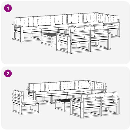 Utomhussoffset med kudde 9 pcs Naturlig och ljusgrå