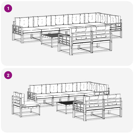 Utomhussoffset med kudde 9 pcs Naturlig och Antracit