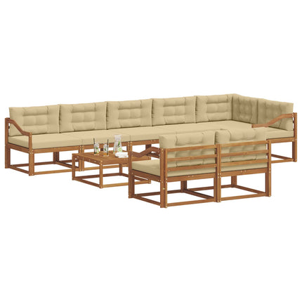 Utomhussoffset med kudde 9 pcs Naturlig och Beige