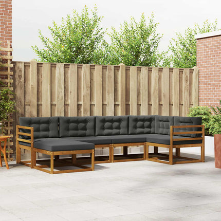 Utomhussoffset med kudde 6 pcs Naturlig och Antracit