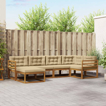 Utomhussoffset med kudde 6 pcs Naturlig och Beige