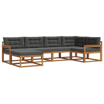 Utomhussoffset med kudde 6 pcs Naturlig och Antracit