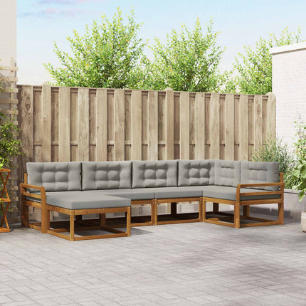 Utomhussoffset med kudde 6 pcs Naturlig och ljusgrå