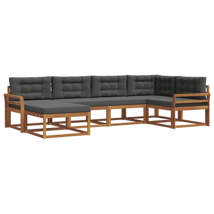 Utomhussoffset med kudde 6 pcs Naturlig och Antracit