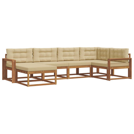 Utomhussoffset med kudde 6 pcs Naturlig och Beige