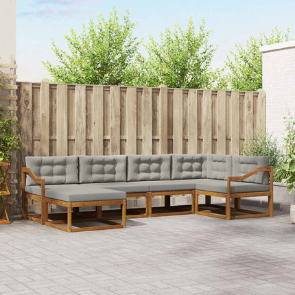 Utomhussoffset med kudde 6 pcs Naturlig och ljusgrå