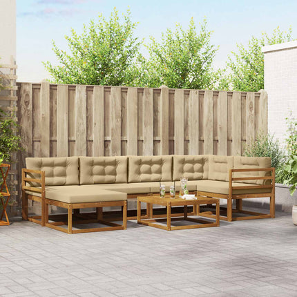 Utomhussoffset med kudde 7 pcs Naturlig och Beige