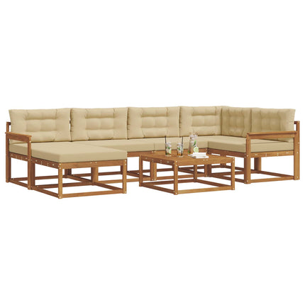 Utomhussoffset med kudde 7 pcs Naturlig och Beige