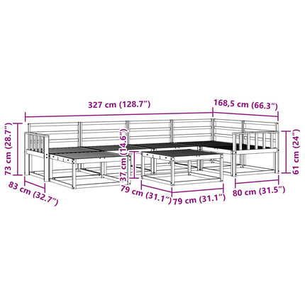 Utomhussoffset 7 pcs Naturfärg Massivt Akaciaträ