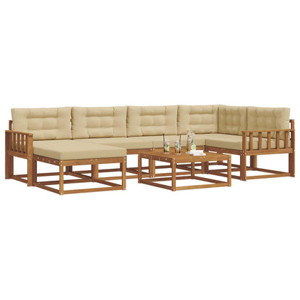 Utomhussoffset med kudde 7 pcs Naturlig och Beige