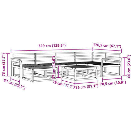Utomhussoffset 7 pcs Naturfärg Massivt Akaciaträ