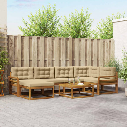 Utomhussoffset med kudde 7 pcs Naturlig och Beige