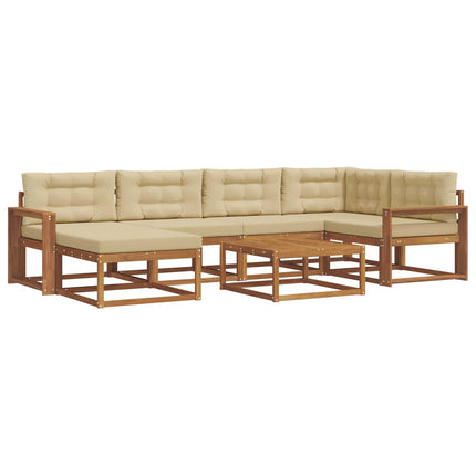 Utomhussoffset med kudde 7 pcs Naturlig och Beige