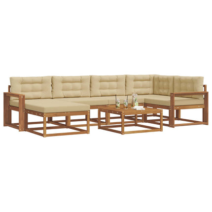 Utomhussoffset med kudde 7 pcs Naturlig och Beige