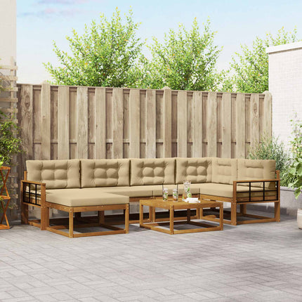 Utomhussoffset med kudde 7 pcs Naturlig och Beige
