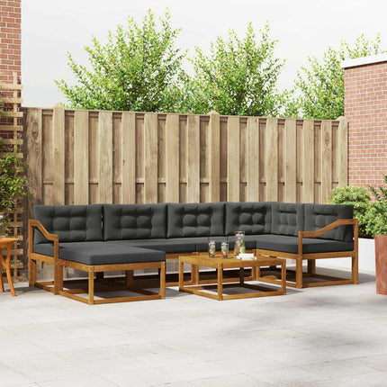 Utomhussoffset med kudde 7 pcs Naturlig och Antracit