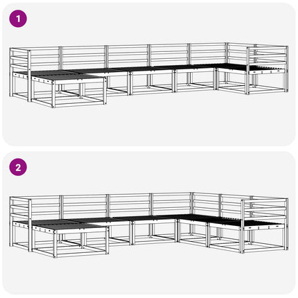 Utomhussoffset 7 pcs Naturfärg Massivt Akaciaträ
