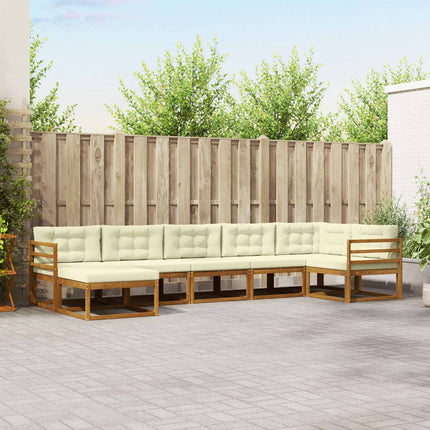 Utomhussoffset med kudde 7 pcs Naturlig och Grädde