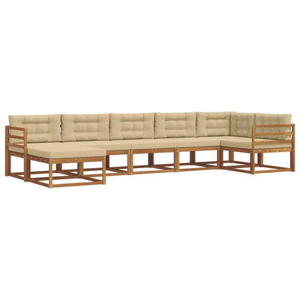 Utomhussoffset med kudde 7 pcs Naturlig och Beige