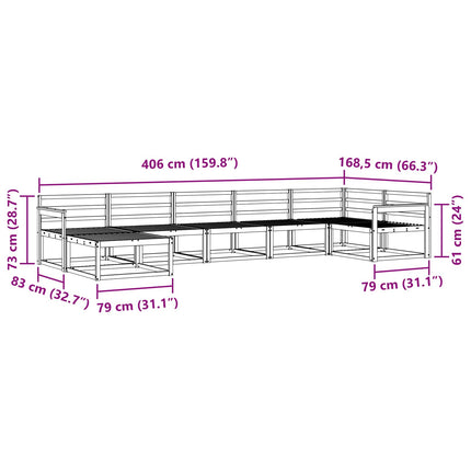 Utomhussoffset 7 pcs Naturfärg Massivt Akaciaträ
