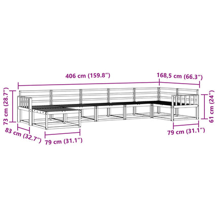 Utomhussoffset 7 pcs Naturfärg Massivt Akaciaträ