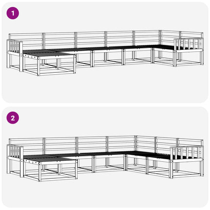 Utomhussoffset 7 pcs Naturfärg Massivt Akaciaträ