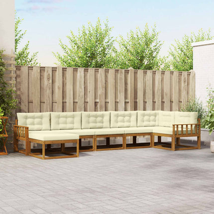 Utomhussoffset med kudde 7 pcs Naturlig och Grädde