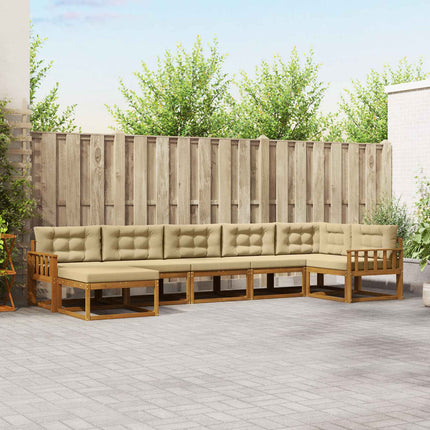 Utomhussoffset med kudde 7 pcs Naturlig och Beige