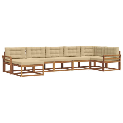 Utomhussoffset med kudde 7 pcs Naturlig och Beige