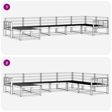 Utomhussoffset 7 pcs Naturfärg Massivt Akaciaträ
