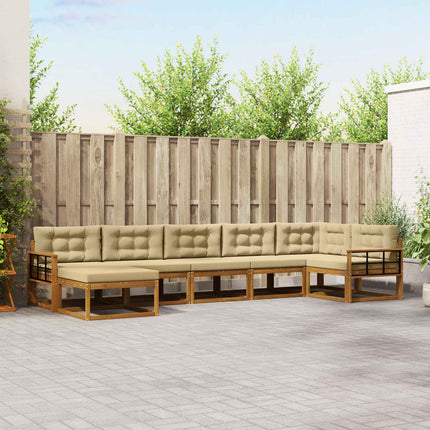 Utomhussoffset med kudde 7 pcs Naturlig och Beige