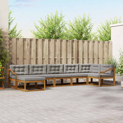 Utomhussoffset med kudde 7 pcs Naturlig och Ljus Grå
