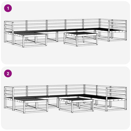 Utomhussoffset 8 pcs Naturfärg Massivt Akaciaträ