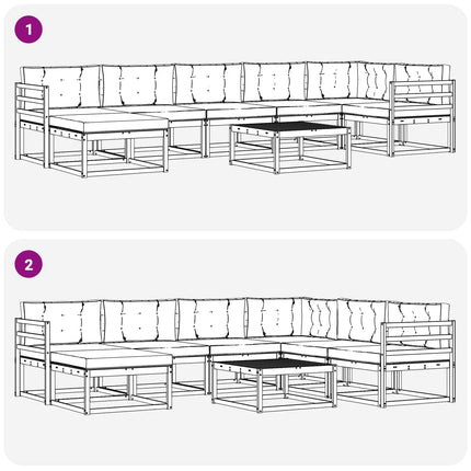 Utomhussoffset med kudde 8 pcs Naturlig och Ljus Grå