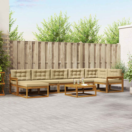 Utomhussoffset med kudde 8 pcs Naturlig och Beige