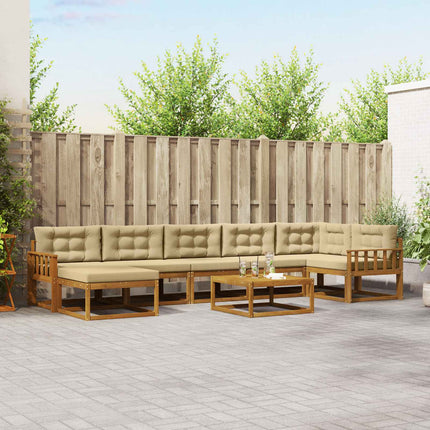 Utomhussoffset med kudde 8 pcs Naturlig och Beige