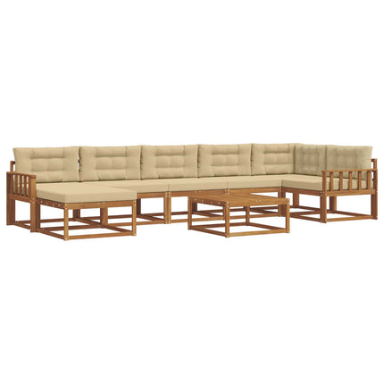 Utomhussoffset med kudde 8 pcs Naturlig och Beige