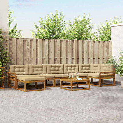 Utomhussoffset med kudde 8 pcs Naturlig och Beige