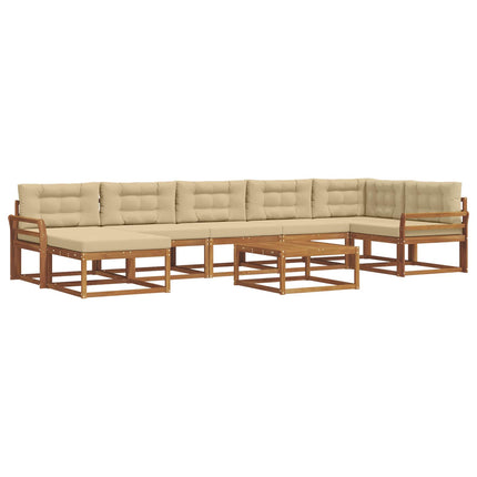 Utomhussoffset med kudde 8 pcs Naturlig och Beige