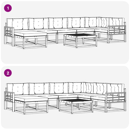 Utomhussoffset med kudde 8 pcs Naturlig och Ljus Grå