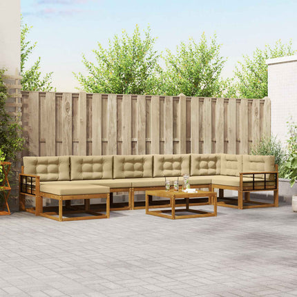 Utomhussoffset med kudde 8 pcs Naturlig och Beige