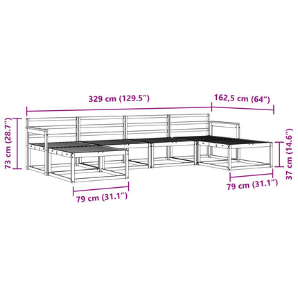 Utomhussoffset 6 pcs Naturfärg Massivt Akaciaträ