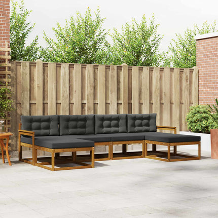 Utomhussoffset med kudde 6 pcs Naturlig och Antracit