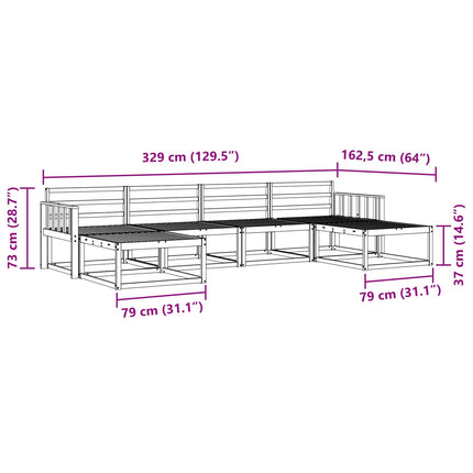 Utomhussoffset 6 pcs Naturfärg Massivt Akaciaträ