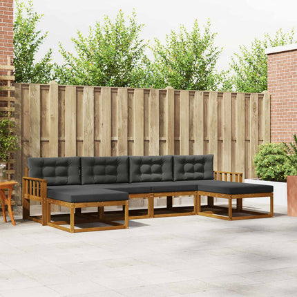 Utomhussoffset med kudde 6 pcs Naturlig och Antracit