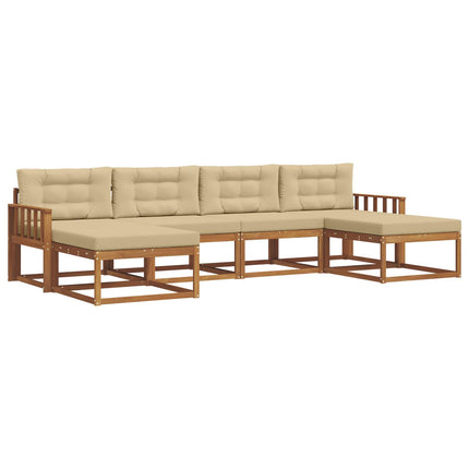 Utomhussoffset med kudde 6 pcs Naturlig och Beige