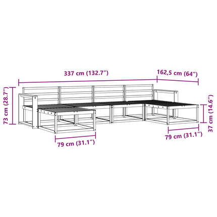 Utomhussoffset 6 pcs Naturfärg Massivt Akaciaträ