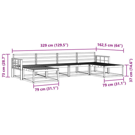 Utomhussoffset 6 pcs Naturfärg Massivt Akaciaträ